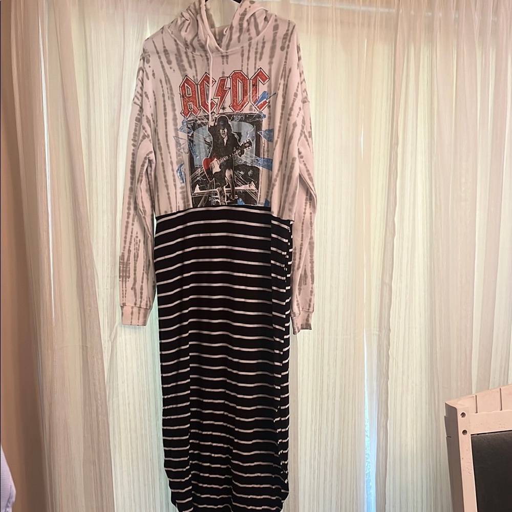 AC/DC Band Hoodie with Striped Skirt